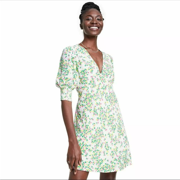 RIXO for Target Green and White Feminine Preppy Floral Mini Dress Size 0 - Picture 1 of 9
